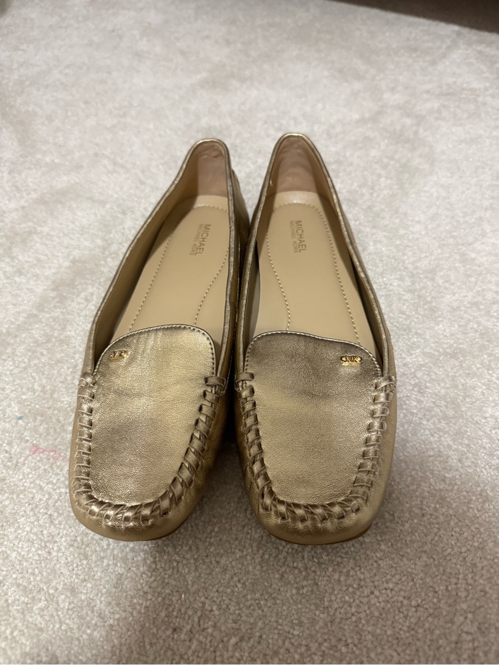 MICHAEL Michael Kors Metallic Gold Leather Moccasin Flats